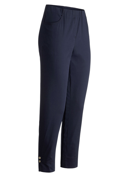 Damenmode - Hose mit dekorativen Zierknöpfen, in Größe 018 bis 052, in Farbe MARINE Ansicht 1