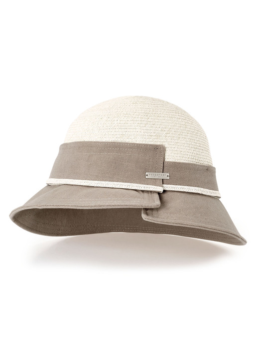 Mützen & Hüte - Seeberger Hut mit Krempe und Zierband aus Papierstroh, in Farbe BEIGE-TAUPE Ansicht 1