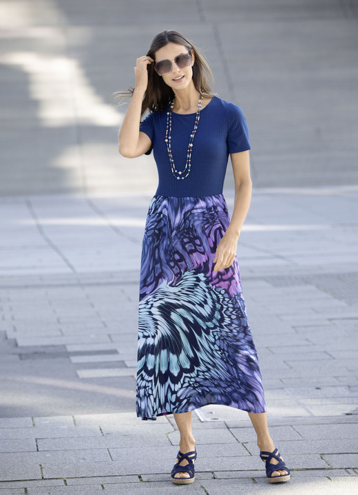 Kleider - Kleid mit toller Faltenlegung, in Größe 036 bis 054, in Farbe MARINE-FLIEDER-MINT Ansicht 2