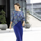 Abendmode - Kleid, 2-tlg. mit abnehmbarem Ponchoüberwurf – Farbe ROYALBLAU-LILA-BUNT – Ansicht 1 Abendmode - Kleid, 2-tlg. mit abnehmbarem Ponchoüberwurf, in Größe 036 bis 054, in Farbe ROYALBLAU-LILA-BUNT – Farbe ROYALBLAU-LILA-BUNT – Ansicht 1