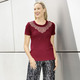 Anlassblusen - Shirt-Tunika mit Netz-Einsatz – Farbe BORDEAUX Anlassblusen - Shirt-Tunika mit Netz-Einsatz, in Größe 036 bis 054, in Farbe MARINE