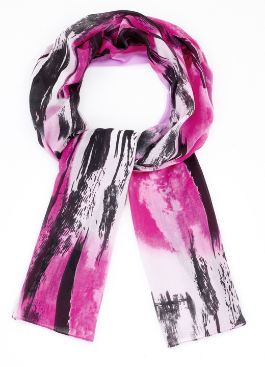 - Schal mit Batik- und Fantasiedessin, in Farbe MAGENTA-SCHWARZ Ansicht 1