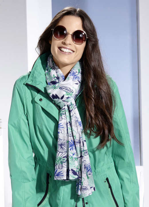 Schals - Schal mit Fantasieblüten-Dessin, in Farbe NATUR-SMARAGD-GRÜN-MARINE-KOBALTBLAU Ansicht 3