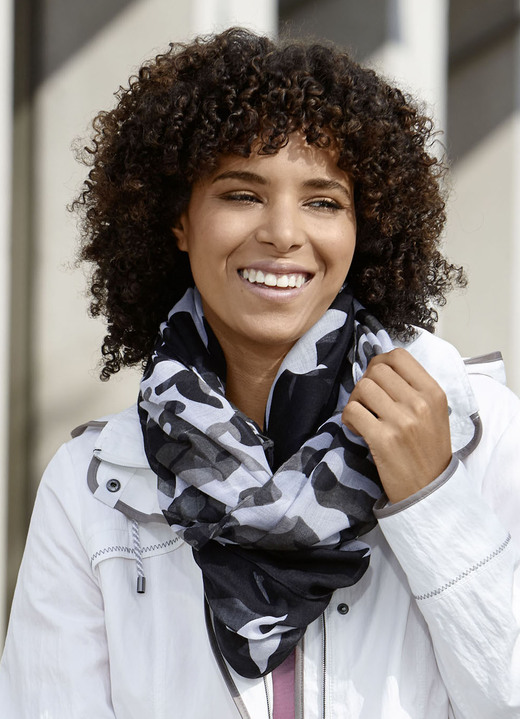 - Loop-Schal mit verschiedenen Dessinierungen, in Farbe SCHWARZ-BUNT Ansicht 2