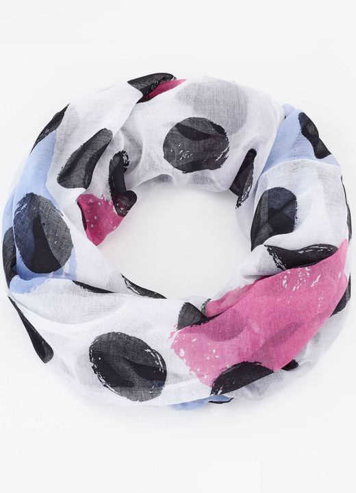 - Loop-Schal mit Punktedessin, in Farbe WEISS-SCHWARZ-ROSÉ-BLEU Ansicht 1