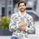 Gemustert - Modischer V-Pullover mit Intarsienmuster – Farbe ECRU-BEIGE-MARINE – Ansicht 1 Gemustert - Modischer V-Pullover mit Intarsienmuster, in Größe 046 bis 062, in Farbe ECRU-BEIGE-MARINE – Farbe ECRU-BEIGE-MARINE – Ansicht 1