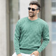 Uni - Rundhalspullover mit Strukturdessin in 3 Farben – Farbe JADEGRÜN MELIERT Uni - Rundhalspullover mit Strukturdessin in 3 Farben, in Größe 046 bis 062, in Farbe BLAU