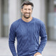 Uni - Rundhalspullover mit Strukturdessin in 3 Farben – Farbe BLAU Uni - Rundhalspullover mit Strukturdessin in 3 Farben, in Größe 046 bis 062, in Farbe BLAU