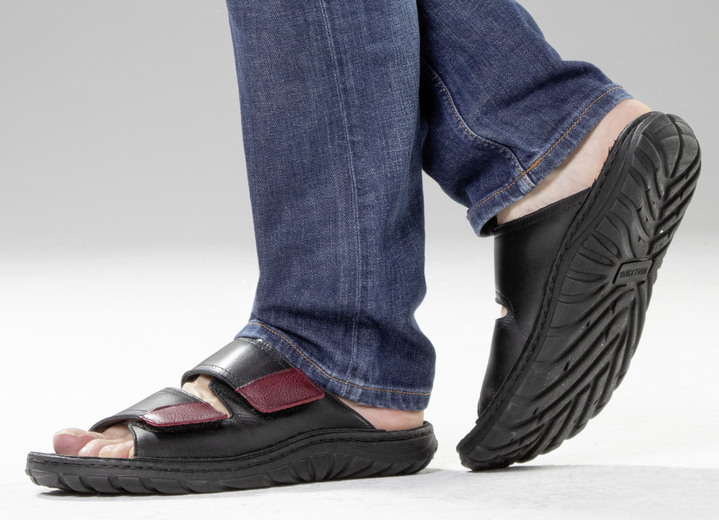 Sandalen & Pantoletten - GINO GALANTE, klassische Herren-Pantoletten, aus Leder, in Größe 040 bis 047, in Farbe SCHWARZ-CHIANTI Ansicht 4