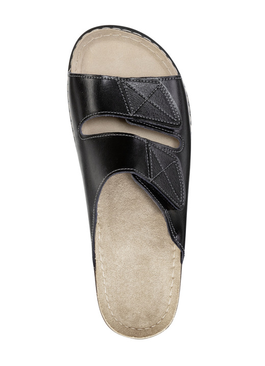 Sandalen & Pantoletten - Klassische Herren-Pantoletten, mit Klettverschluss, in Größe 041 bis 046, in Farbe SCHWARZ Ansicht 2