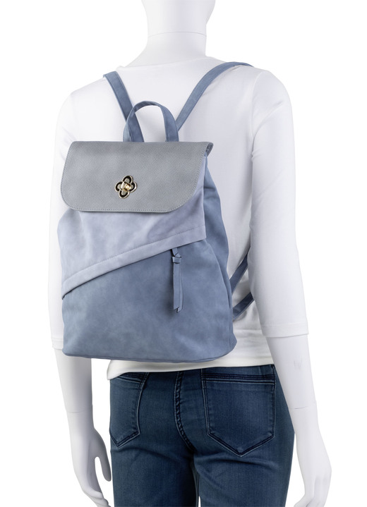 Taschen - Rucksack mit Überschlag und Drehschloss, in Farbe JEANS-GRAU Ansicht 3