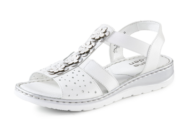 Sandaletten & Pantoletten - ELENA EDEN, sommerliche Damen-Sandalen, Weite G, aus Leder, in Größe 036 bis 042, in Farbe WEISS-SILBER Ansicht 1
