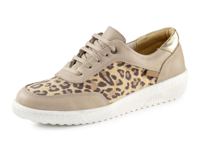 Damenmode - ELENA EDEN Schnürschuh mit cognacfarbenem Leo-Print, in Größe 036 bis 042, in Farbe CAMEL-GOLD Ansicht 1