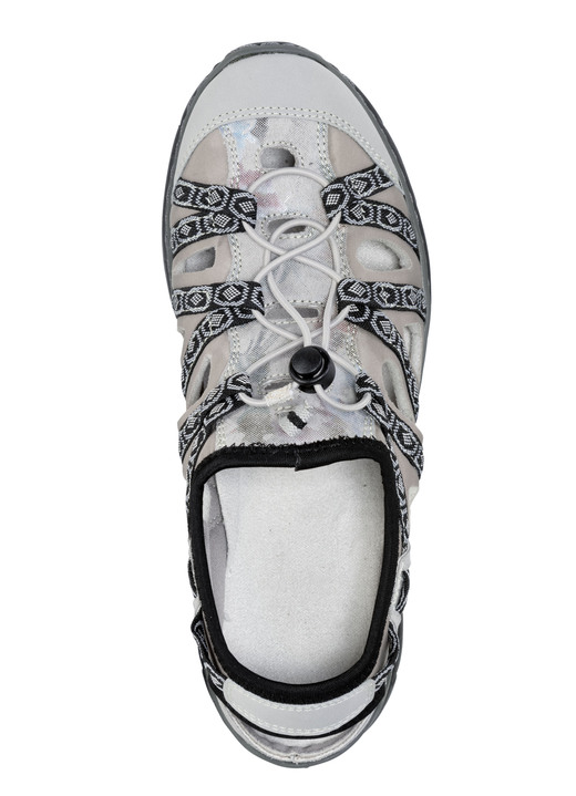 Sandaletten & Pantoletten - ELENA EDEN Sandale mit Textilbordüre, in Größe 036 bis 042, in Farbe GRAU-TAUPE Ansicht 2