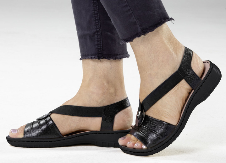 Sandaletten & Pantoletten - ELENA EDEN, leichte Damen-Sandalen, Weite H, mit Elastik-Bandage, in Größe 3 1/2 bis 8, in Farbe WEISS Ansicht 8