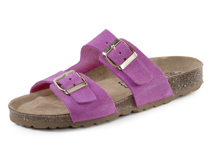 Sandaletten & Pantoletten - ELENA EDEN, bequeme Damen-Pantoletten, Weite H, aus Leder, in Größe 036 bis 042, in Farbe ORANGE Ansicht 4