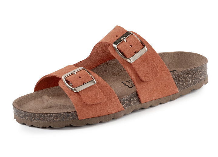 Schuhe - ELENA EDEN, klassische Damen-Pantoletten, Weite H, mit zwei verstellbaren Spangen, in Größe 036 bis 042, in Farbe ORANGE Ansicht 1