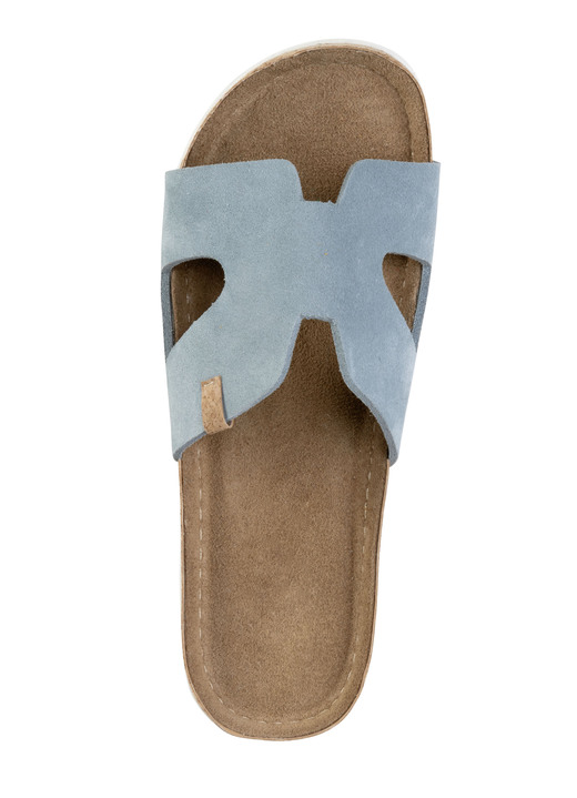 Sandaletten & Pantoletten - ELENA EDEN, sommerliche Damen-Pantoletten, aus Leder Ansicht 2 Sandaletten & Pantoletten - ELENA EDEN, sommerliche Damen-Pantoletten, aus Leder, in Größe 036 bis 042, in Farbe BLEU Ansicht 2