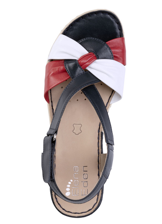 Sandaletten & Pantoletten - ELENA EDEN, elegante Damen-Sandaletten, Weite H, mit Klettspange, in Größe 3 1/2 bis 8, in Farbe BLAU-WEISS-ROT Ansicht 2