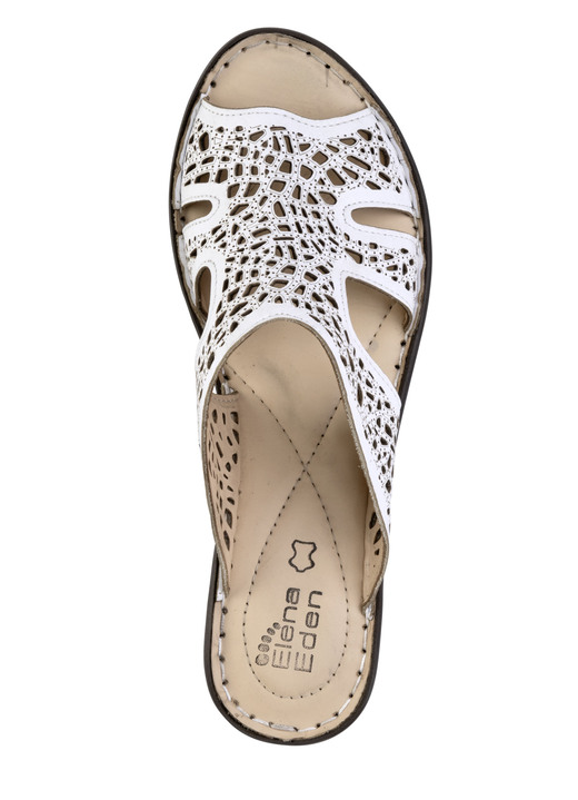 Sandaletten & Pantoletten - ELENA EDEN Pantolette aus perforiertem Nappaleder, in Größe 035 bis 041, in Farbe WEISS Ansicht 2