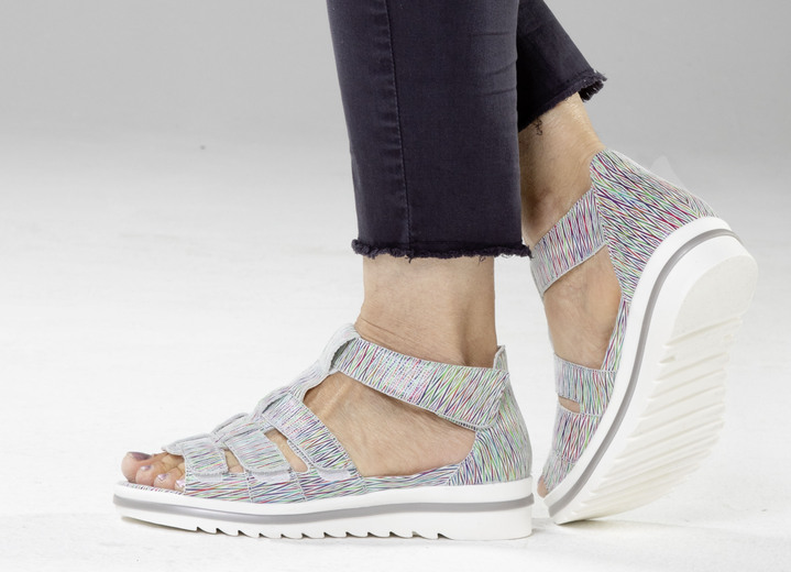 Sandaletten & Pantoletten - Waldläufer, bequeme Damen-Sandalen, Weite H, mit herausnehmbarem Fußbett, in Größe 3 1/2 bis 8, in Farbe WEISS-BUNT Ansicht 4