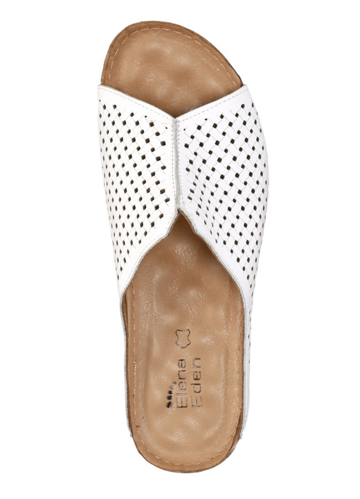 Sandaletten & Pantoletten - ELENA EDEN, sommerliche Damen-Pantoletten, aus Leder, in Größe 035 bis 042, in Farbe WEISS Ansicht 2