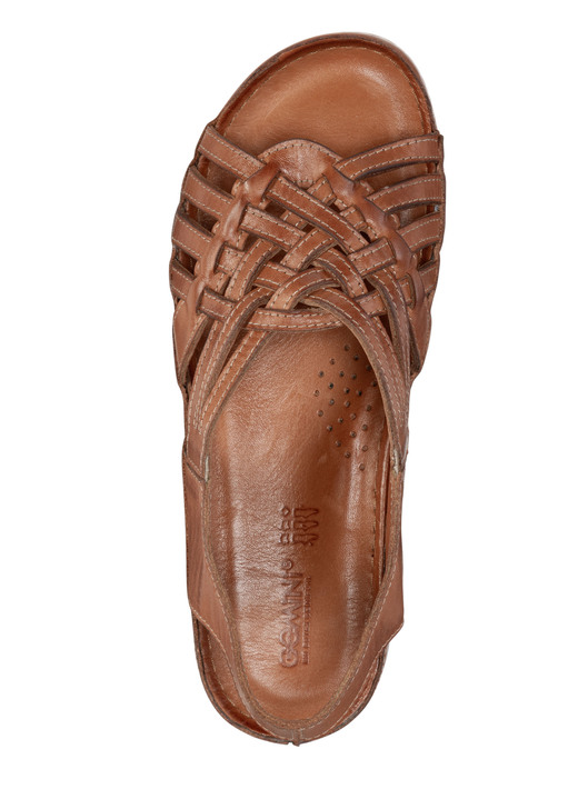 Sandaletten & Pantoletten - Gemini, schicke Damen-Sandalen, Weite G, mit Gummizug, in Größe 036 bis 042, in Farbe COGNAC Ansicht 2