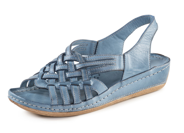 Sandaletten & Pantoletten - Gemini, schicke Damen-Sandalen, Weite G, mit Gummizug, in Größe 036 bis 042, in Farbe JEANS Ansicht 1