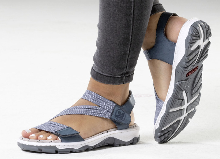 Sandaletten & Pantoletten - Rieker, sportliche Damen-Sandalen, mit zwei Klettspangen Ansicht 4 Sandaletten & Pantoletten - Rieker, sportliche Damen-Sandalen, mit zwei Klettspangen, in Größe 036 bis 042, in Farbe BLAU Ansicht 4