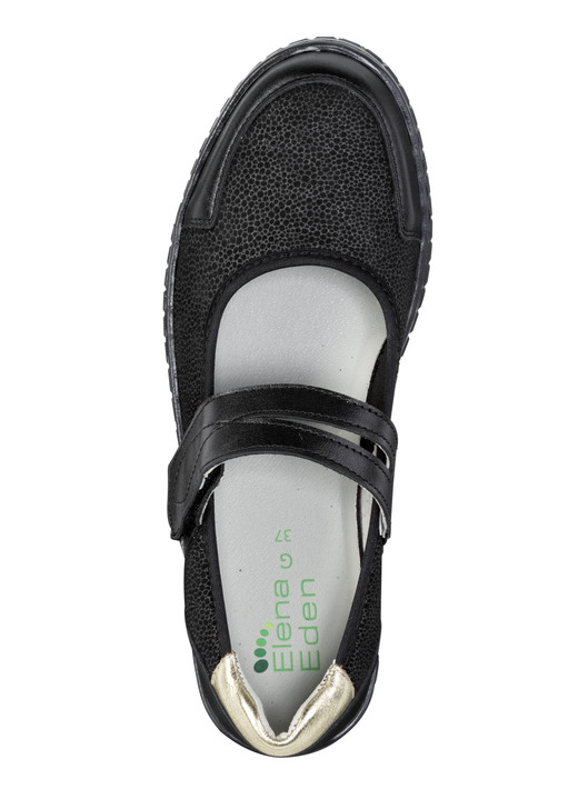 Slipper & Schnürschuhe - ELENA EDEN Slipper aus Nappaleder und Stretchmaterial, in Größe 036 bis 042, in Farbe SCHWARZ-GOLD Ansicht 2