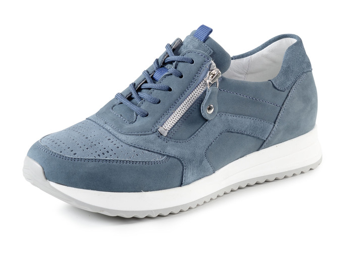 Slipper & Schnürschuhe - Waldläufer, bequeme Damen-Schnürschuhe, Weite H, mit herausnehmbarem Fußbett Ansicht 1 Slipper & Schnürschuhe - Waldläufer, bequeme Damen-Schnürschuhe, Weite H, mit herausnehmbarem Fußbett, in Größe 3 1/2 bis 8, in Farbe JEANS Ansicht 1