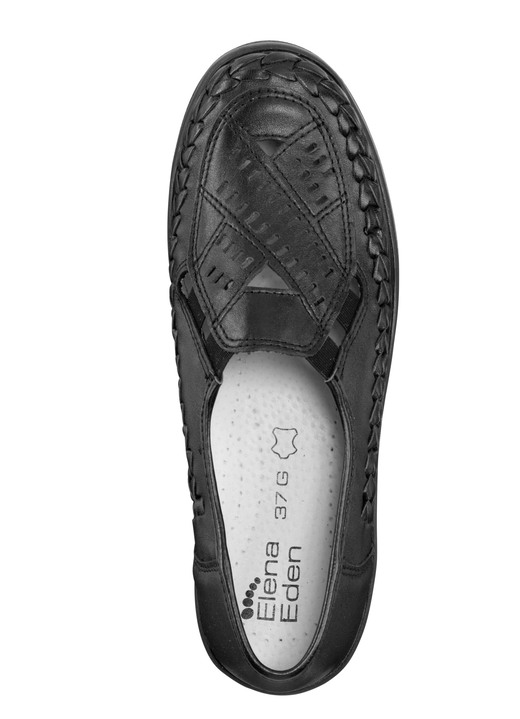 Slipper & Schnürschuhe - ELENA EDEN Slipper luftig durchbrochen und mit Flechtdurchzug Ansicht 2 Slipper & Schnürschuhe - ELENA EDEN Slipper luftig durchbrochen und mit Flechtdurchzug, in Größe 036 bis 042, in Farbe SCHWARZ Ansicht 2