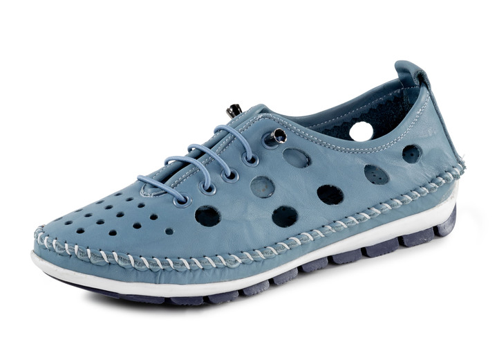 Slipper & Schnürschuhe - ELENA EDEN, sommerliche Damen-Slipper, Weite G, mit herausnehmbarem Fußbett, in Größe 036 bis 041, in Farbe JEANSBLAU Ansicht 7