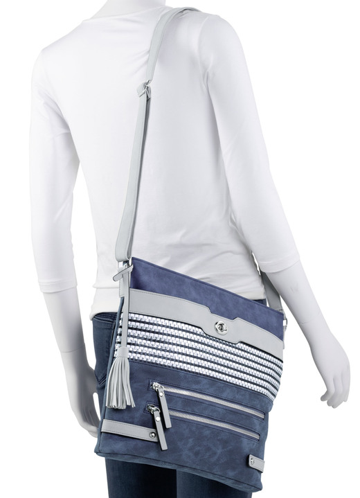 Taschen - Tasche mit teilweise glitzernden Flechtdurchzügen, in Farbe JEANS Ansicht 3