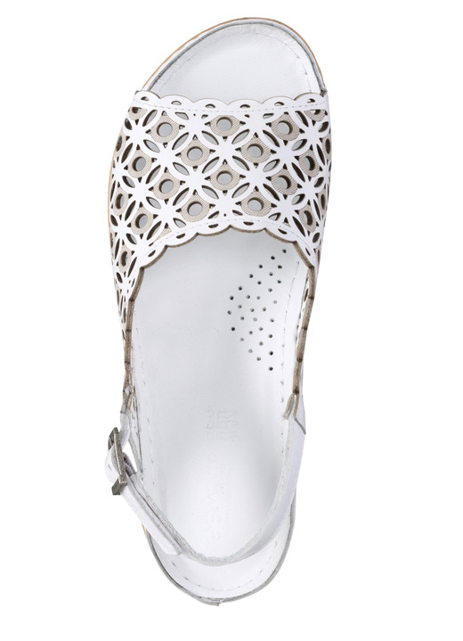 Sandaletten & Pantoletten - Gemini Sandale aus perforiertem, geprägtem Nappaleder, in Größe 036 bis 042, in Farbe JEANS Ansicht 5