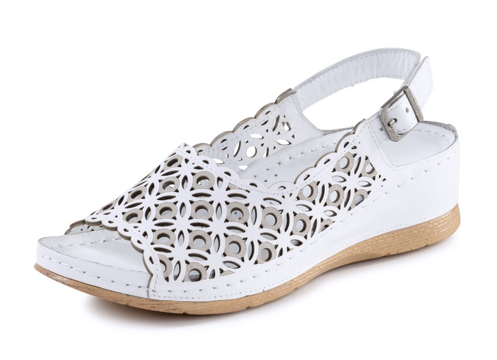 Sandaletten & Pantoletten - Gemini Sandale aus perforiertem, geprägtem Nappaleder Ansicht 4 Sandaletten & Pantoletten - Gemini Sandale aus perforiertem, geprägtem Nappaleder, in Größe 036 bis 042, in Farbe JEANS Ansicht 4