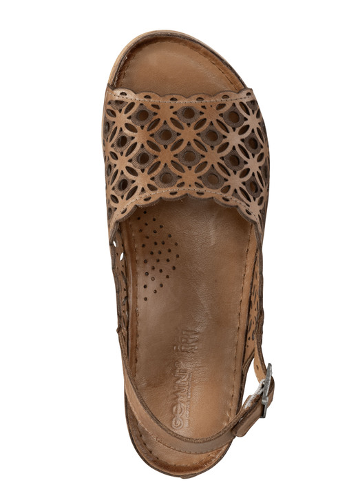 Sandaletten & Pantoletten - Gemini Sandale aus perforiertem, geprägtem Nappaleder, in Größe 036 bis 042, in Farbe JEANS Ansicht 8