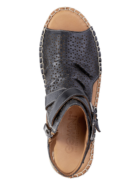 Sandaletten & Pantoletten - Gemini Sandale aus weichem Nappaleder mit Zierperforation Ansicht 2 Sandaletten & Pantoletten - Gemini Sandale aus weichem Nappaleder mit Zierperforation, in Größe 036 bis 042, in Farbe SCHWARZ Ansicht 2