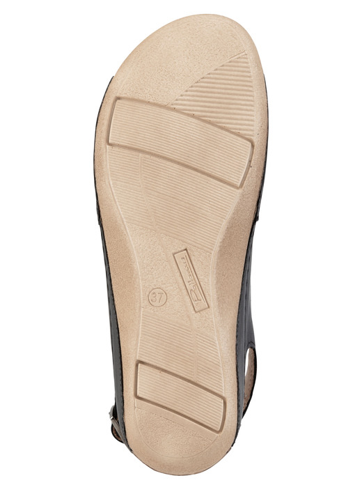 Sandaletten & Pantoletten - Sandale aus Rind-Nappaleder mit verstellbarem Fersenriemchen, in Größe 036 bis 041, in Farbe WEISS-BRONZE Ansicht 6