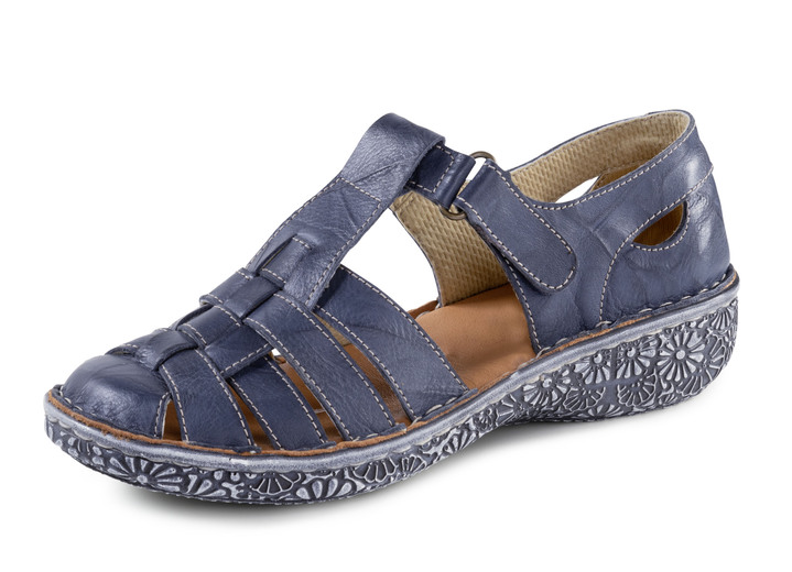 Slipper & Schnürschuhe - ELENA EDEN, sommerliche Damen-Slipper, Weite G, mit Klettspange, in Größe 036 bis 043, in Farbe JEANS Ansicht 1