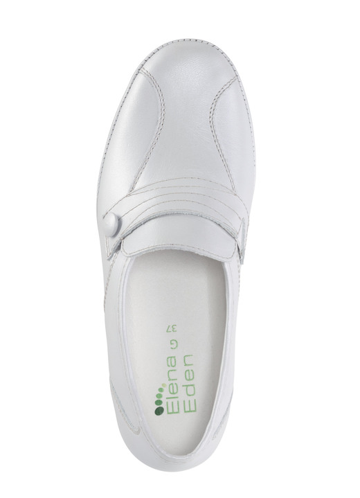 Slipper & Schnürschuhe - ELENA EDEN Slipper mit Zier-Knopf und Elastikeinsatz, in Größe 036 bis 042, in Farbe PERLGRAU Ansicht 2