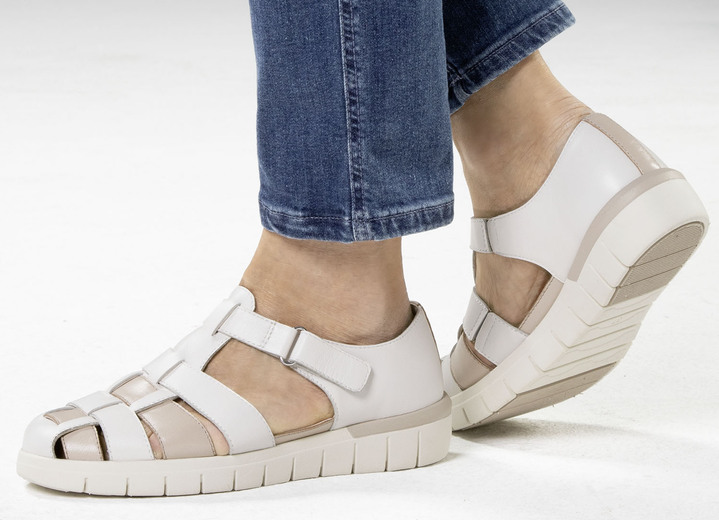 Slipper & Schnürschuhe - ELENA EDEN, sommerliche Damen-Slipper, Weite H, mit herausnehmbarem Fußbett Ansicht 4 Slipper & Schnürschuhe - ELENA EDEN, sommerliche Damen-Slipper, Weite H, mit herausnehmbarem Fußbett, in Größe 036 bis 042, in Farbe ECRU-BEIGE Ansicht 4