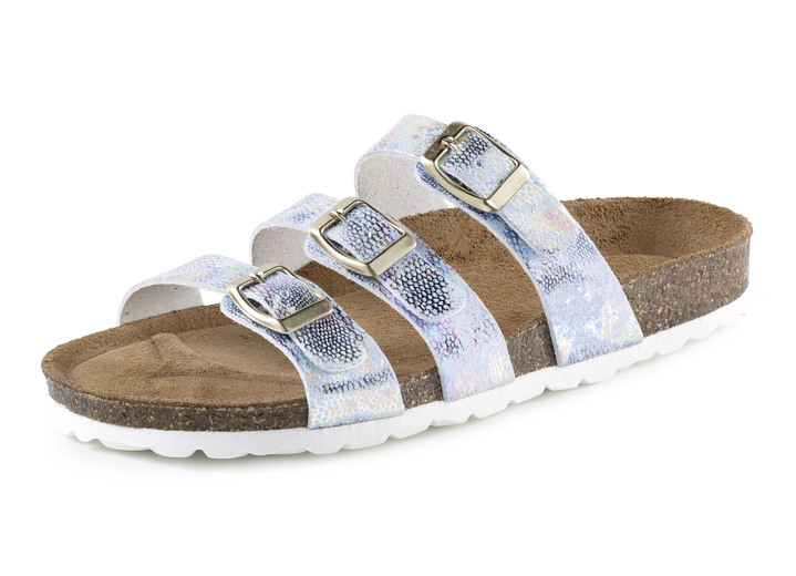 - ELENA EDEN Pantolette mit buntem Metallic-Schimmer, in Größe 036 bis 042, in Farbe BLEU-METALLIC Ansicht 1