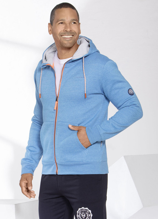 Freizeitshirts & -Kombinationen - Sweatjacke mit Kapuze Freizeitshirts & -Kombinationen - Sweatjacke mit Kapuze, in Größe 3XL (58) bis XXL (56), in Farbe AQUA MELIERT
