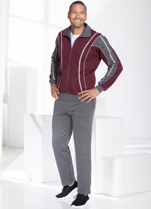 Freizeitanzüge - Freizeitanzug mit elastischen Ärmelabschlüssen Ansicht 2 Freizeitanzüge - Freizeitanzug mit elastischen Ärmelabschlüssen, in Größe 024 bis 062, in Farbe BORDEAUX-ANTHRAZIT MELIERT Ansicht 2