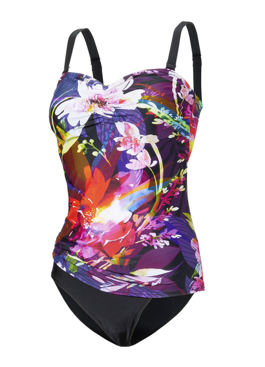 Tankinis - Laurina Tankini mit verstell- und abnehmbaren Trägern und Softschalen Ansicht 2 Tankinis - Laurina Tankini mit verstell- und abnehmbaren Trägern und Softschalen, in Größe 036 bis 052, in Cup C, in Farbe SCHWARZ-BUNT Ansicht 2