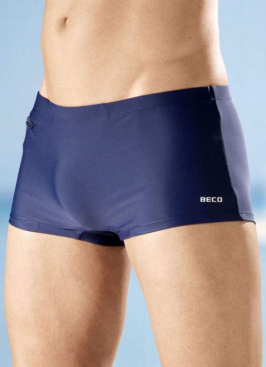 Badehosen - Zweierpack Badehosen in Kastenform mit Reißverschlusstasche, in Größe 005 bis 010, in Farbe 1X MARINE, 1X SCHWARZ Ansicht 2