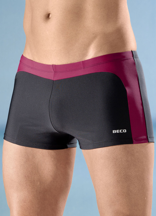 Badehosen - Zweierpack Badepants mit farbigen Einsätzen, in Größe 004 bis 010, in Farbe 1X MARINE-BLAU, 1X SCHWARZ-ROT Ansicht 2