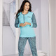 Schlafanzüge & Shortys - Schlafanzug, Langarm mit Knopfleiste und Bündchenabschlüssen – Farbe TÜRKIS-SCHWARZ-BUNT – Ansicht 2 Schlafanzüge & Shortys - Schlafanzug, Langarm mit Knopfleiste und Bündchenabschlüssen, in Größe 036 bis 054, in Farbe TÜRKIS-SCHWARZ-BUNT – Farbe TÜRKIS-SCHWARZ-BUNT – Ansicht 2