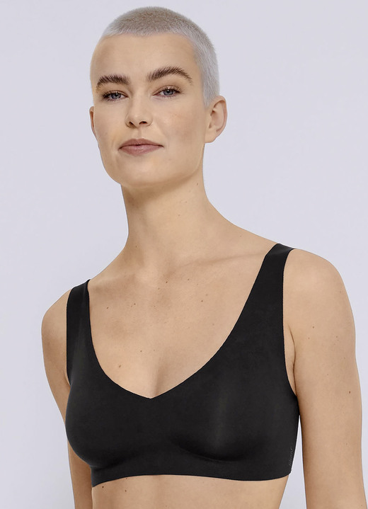 Soft-BH - Sloggi ZERO Feel BH mit extraflachen Abschlüssen, in Größe L bis XL, in Farbe SCHWARZ Ansicht 1